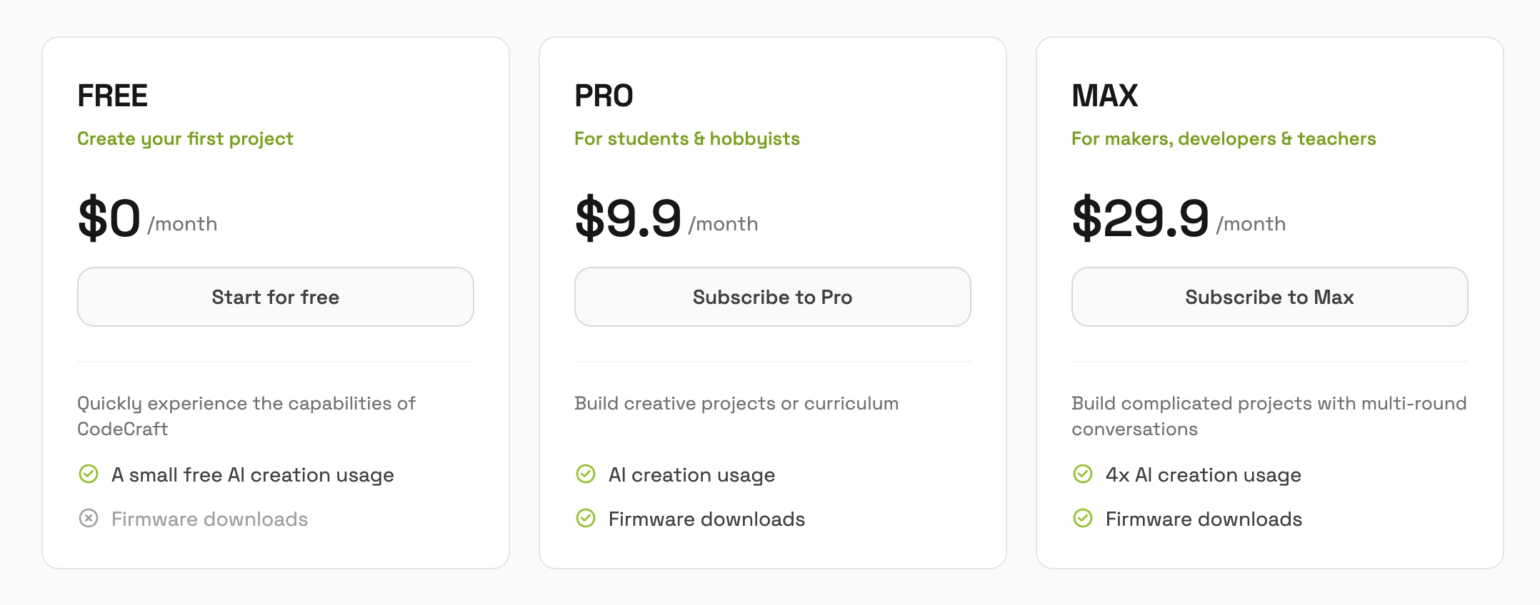 CodeCraft Subscription Plans