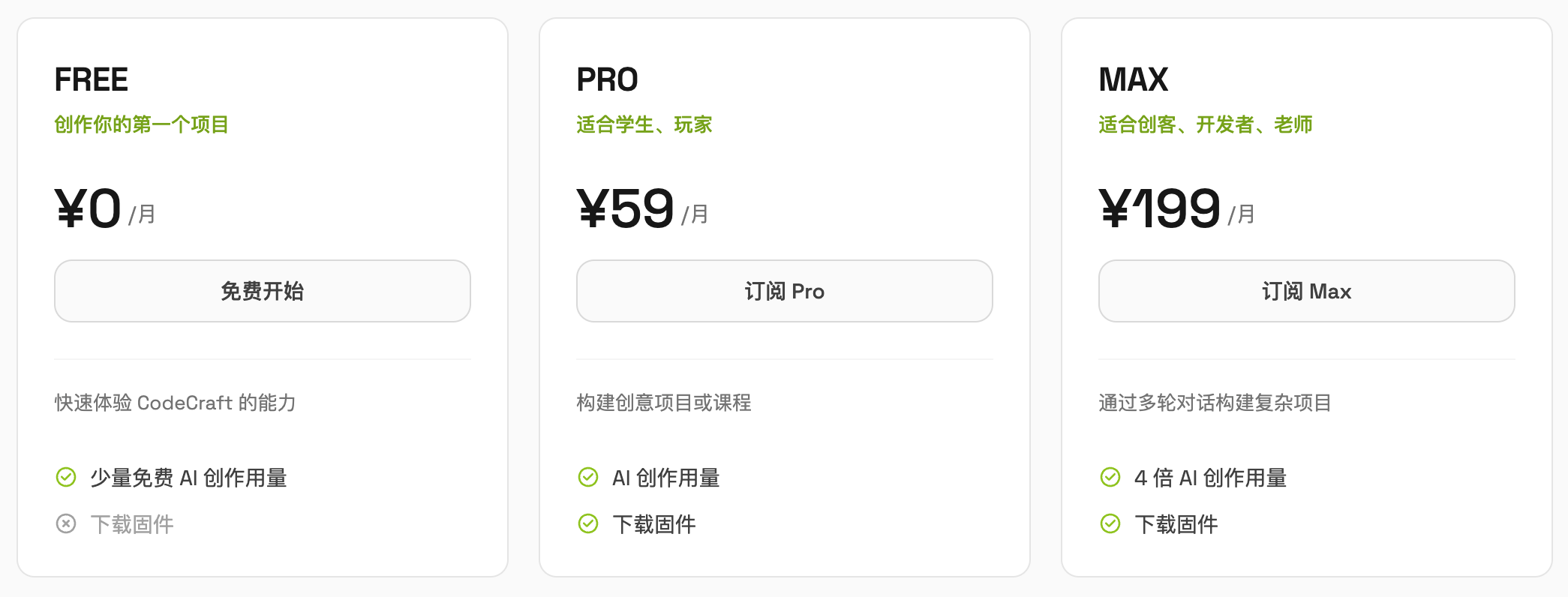 CodeCraft 订阅方案