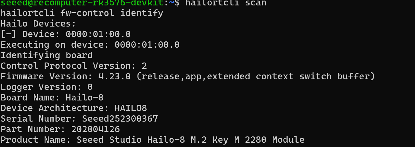 HailoRT-scan en identificatie van Hailo-8