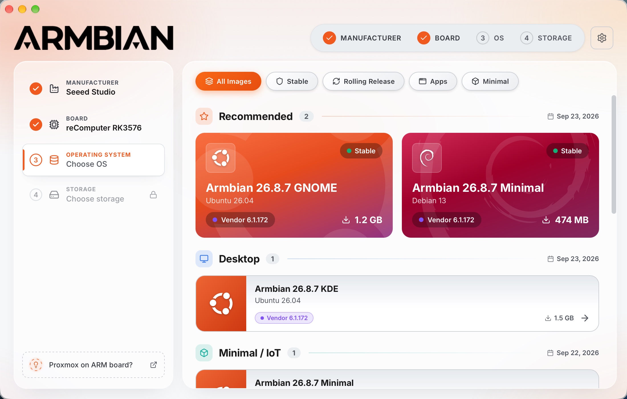 Imágenes de Armbian disponibles para reComputer RK3576