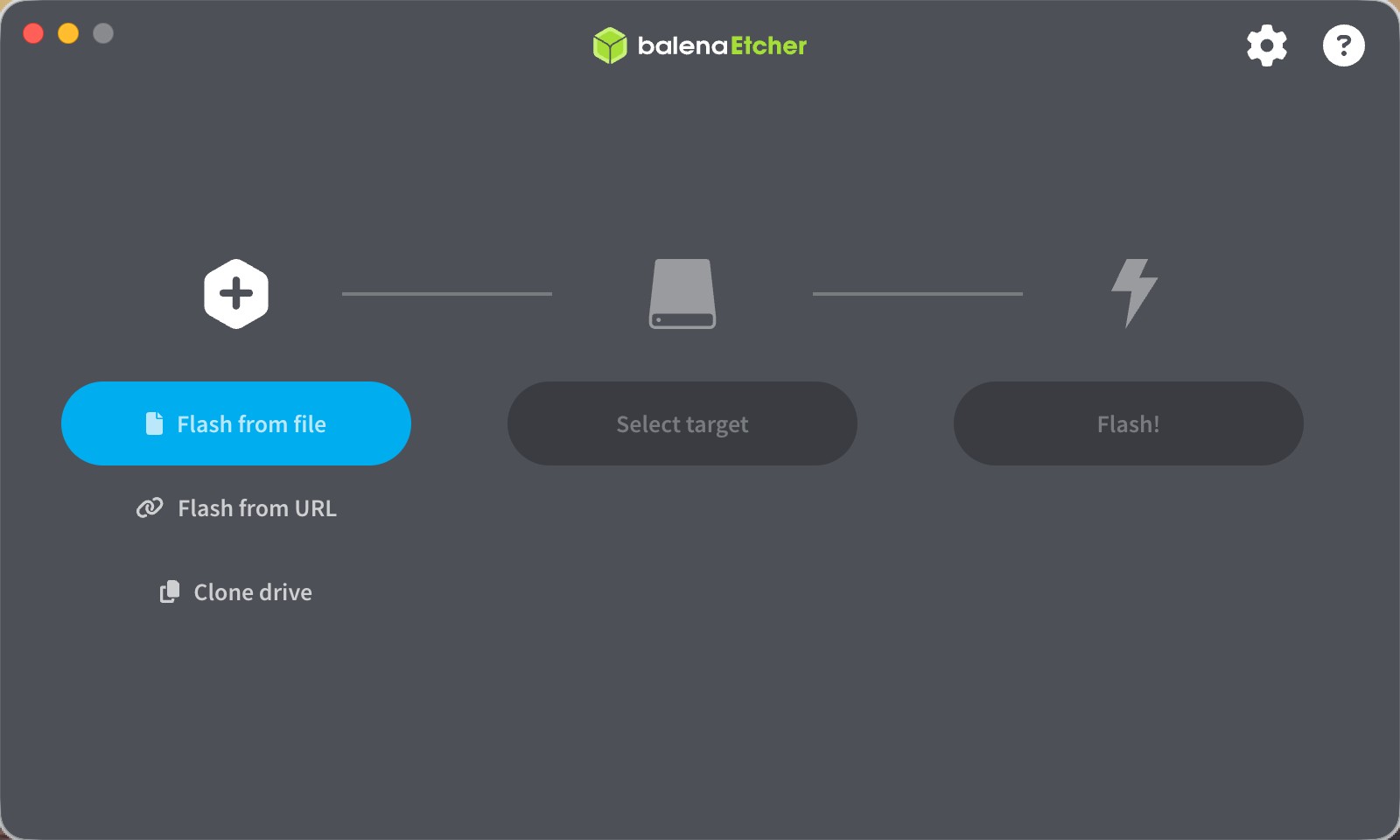 Botón Flash from file de balenaEtcher para elegir la imagen de Armbian