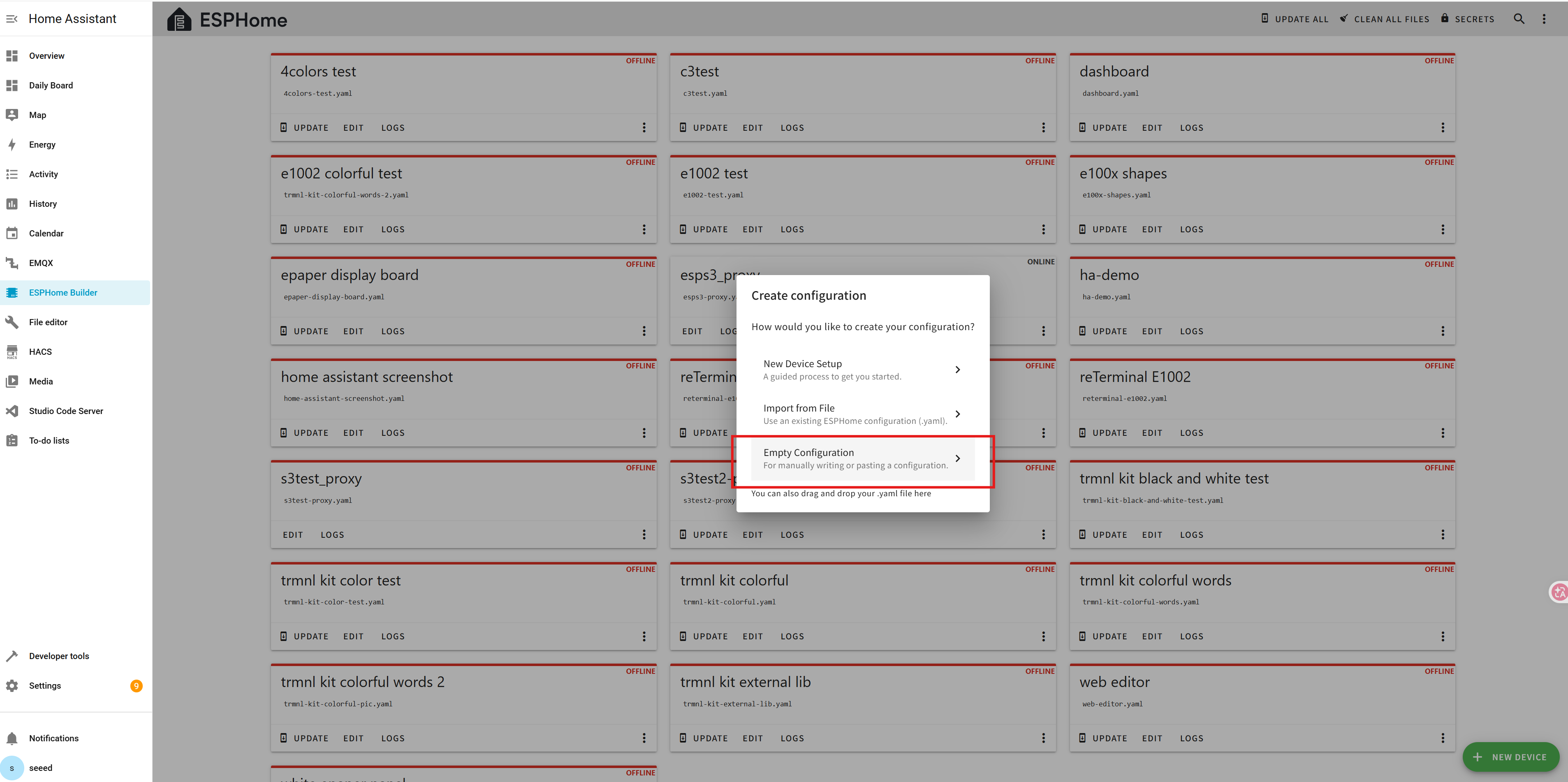 Configuración YAML de ESPHome