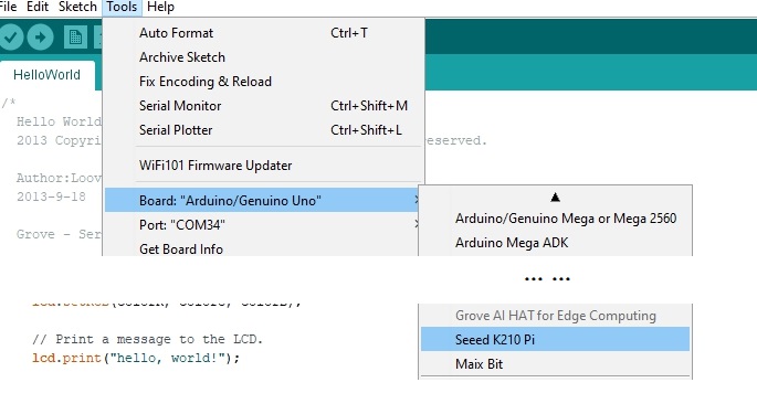 Grove AI HAT Arduino config Grove AI HAT Arduino config