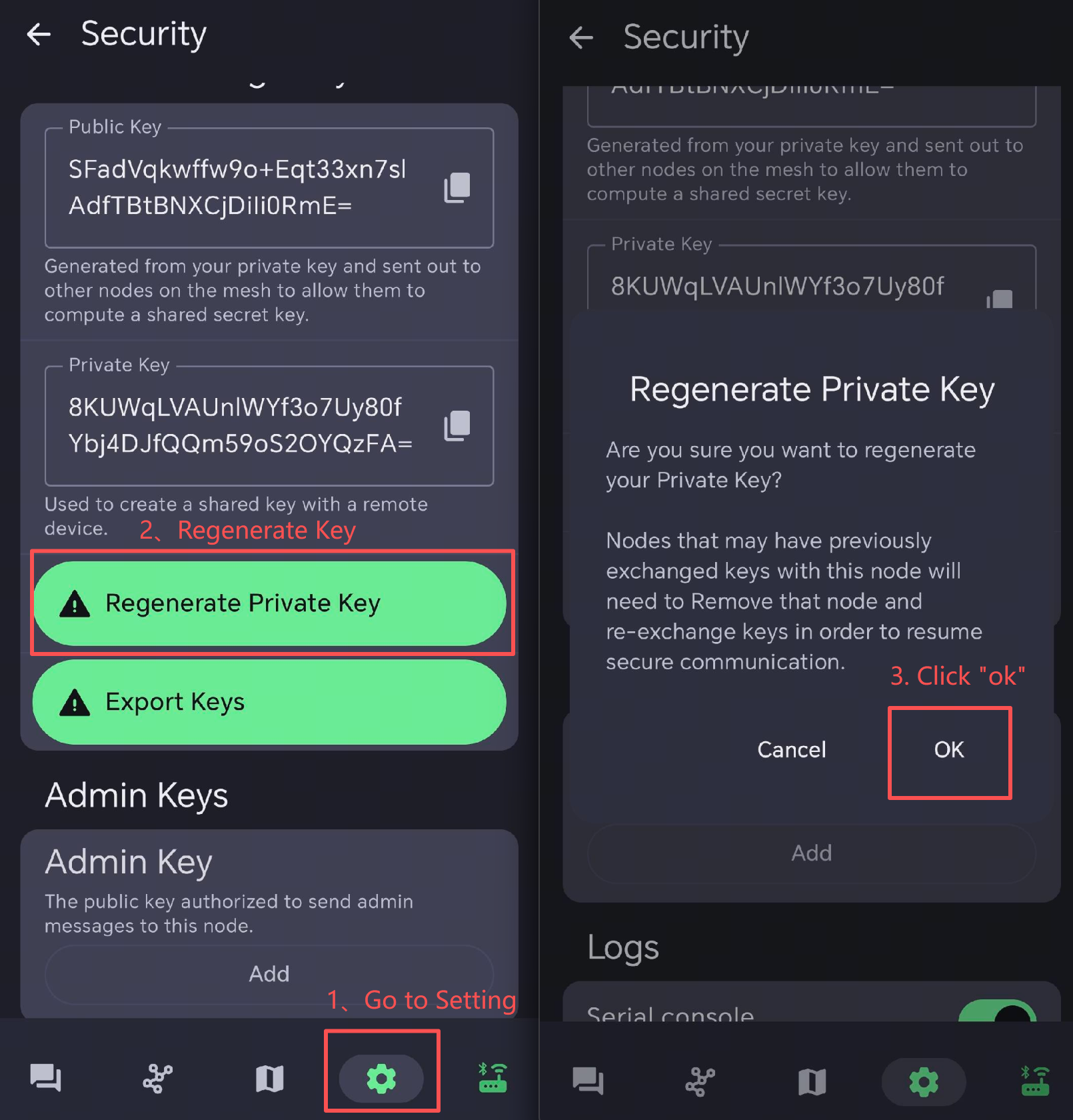 Device entry in Settings
