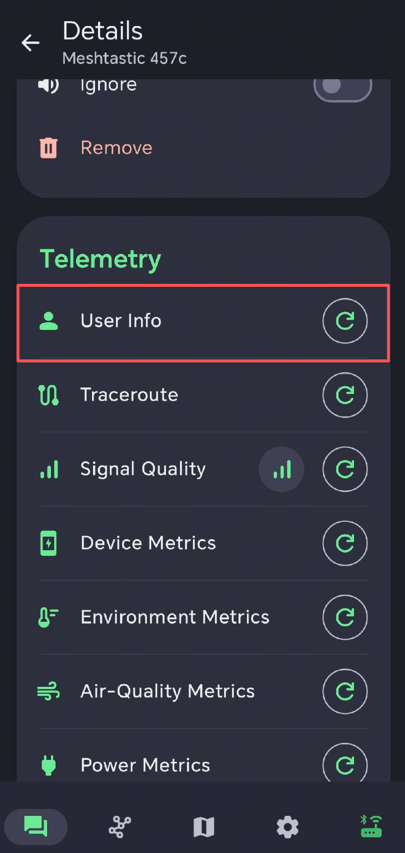 Device entry in Settings