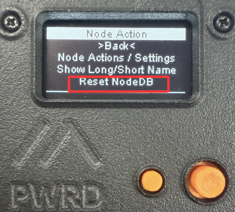 Reset NodeDB option in the device menu