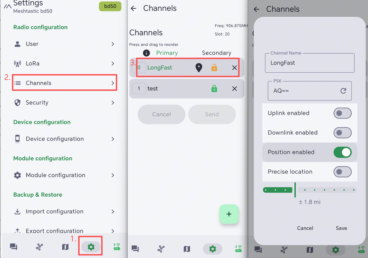 Check primary channel PSK in the Android app