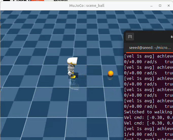 Microduck rolling policy inference in MuJoCo