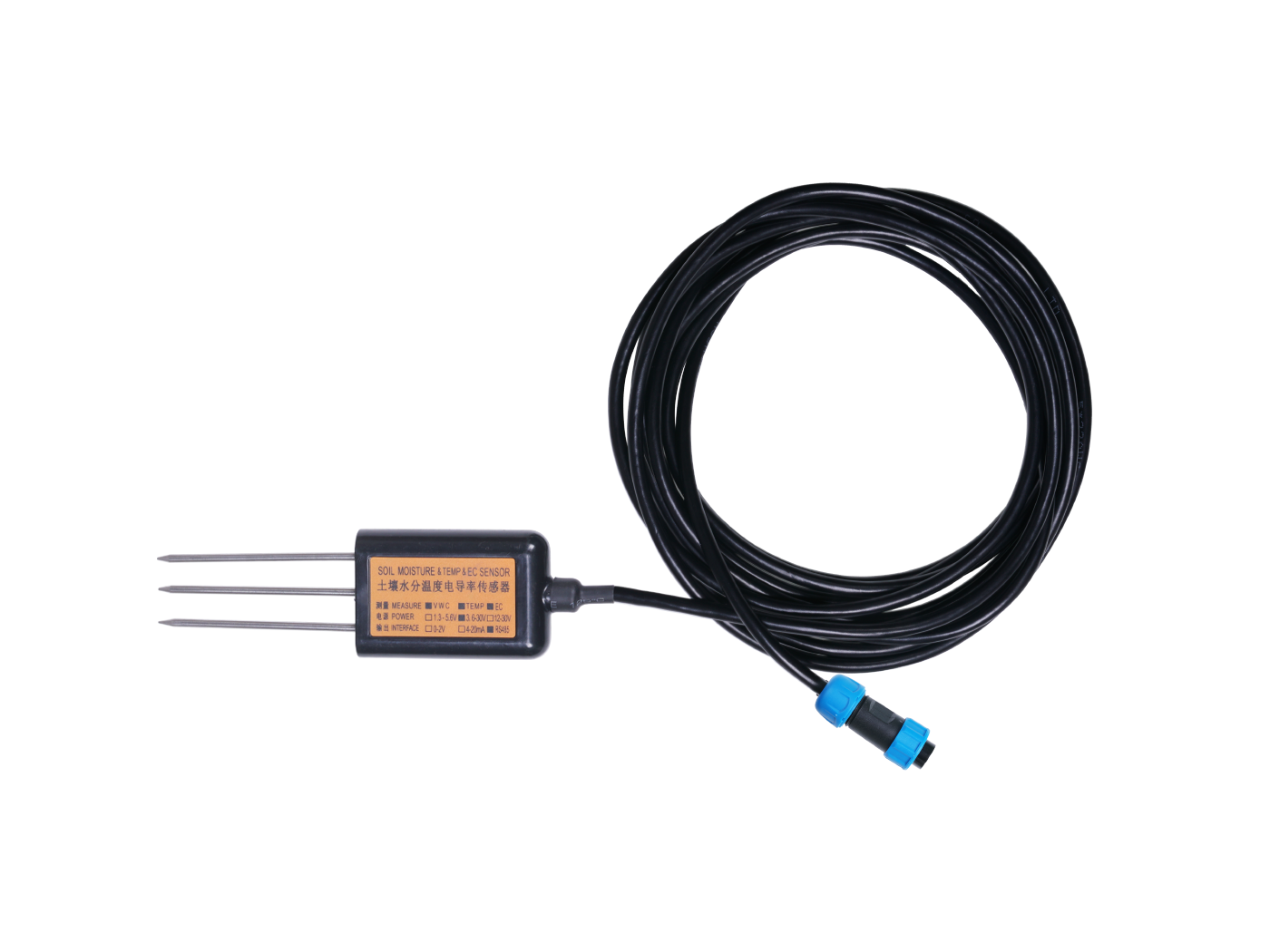 Soil Moisture, Temperature & EC Waterproof Connector