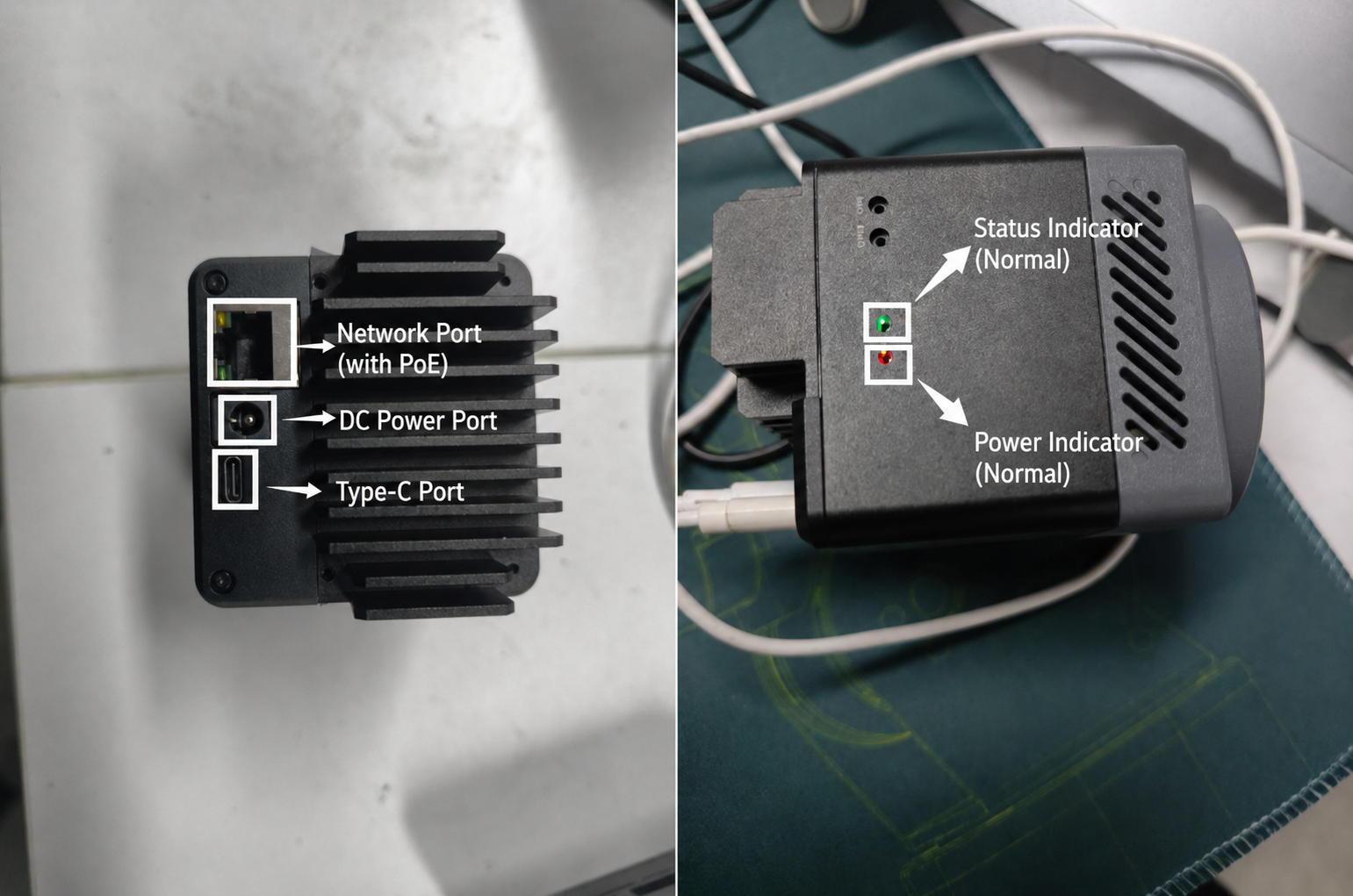 System status light and cable connection diagram