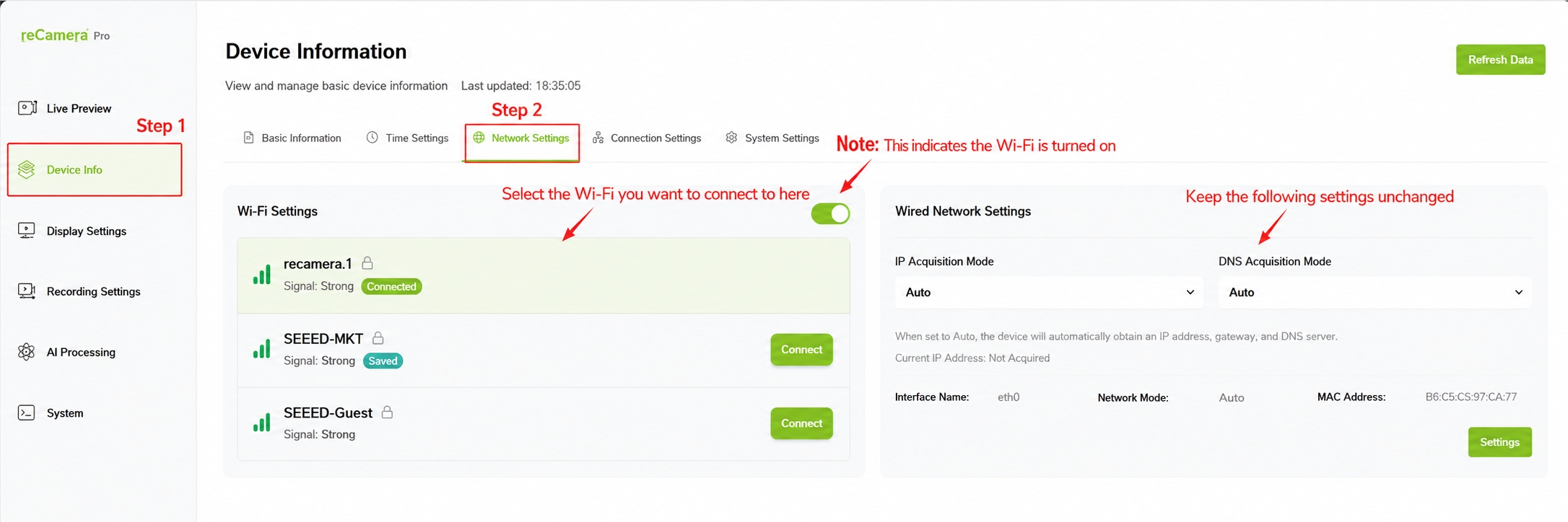 Wireless network configuration steps diagram