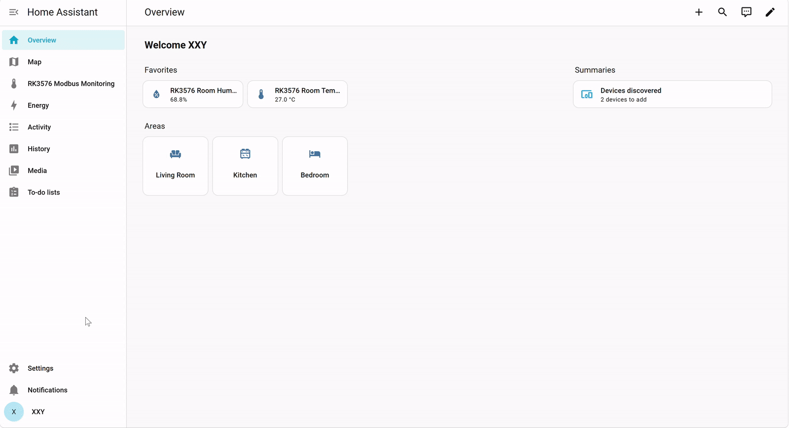 Crear el panel de monitorización Modbus de RK3576