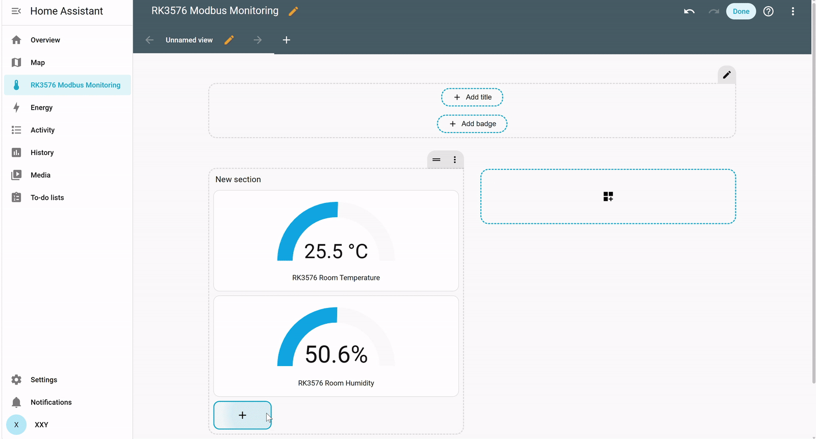 Añadir un gráfico histórico de sensores Modbus