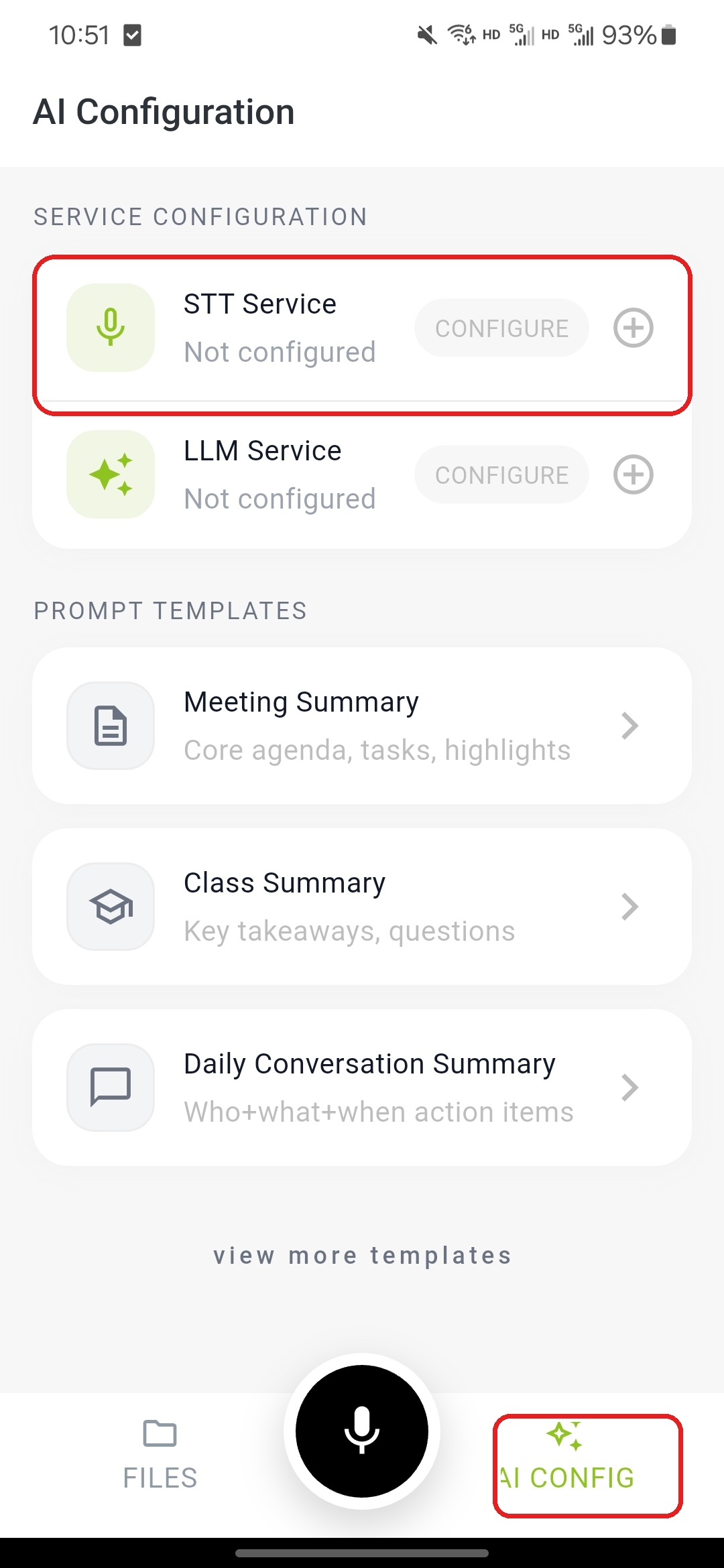 Confirm STT Service configuration