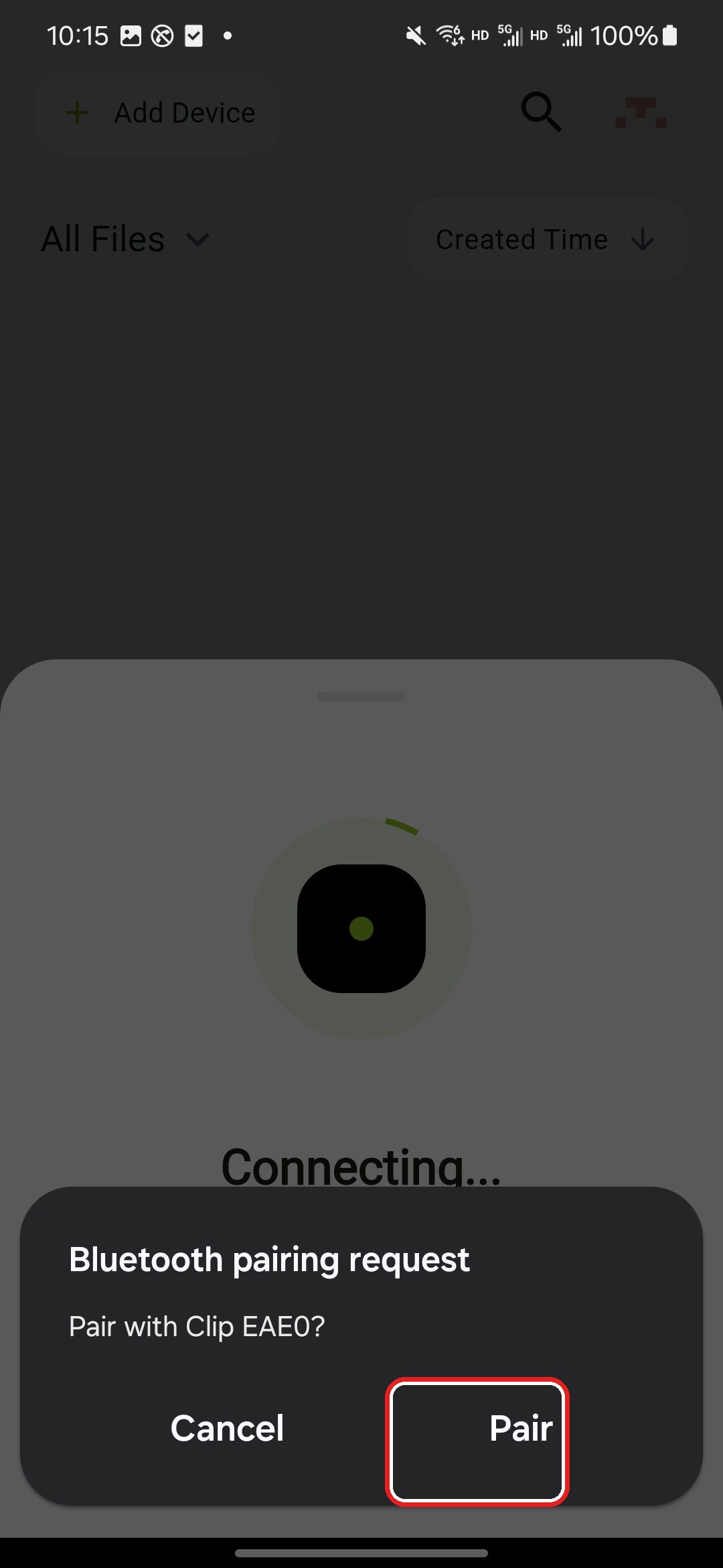 Confirm the Bluetooth pairing request