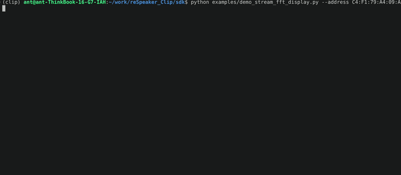 Terminal recording of the live RTC FFT spectrum demo