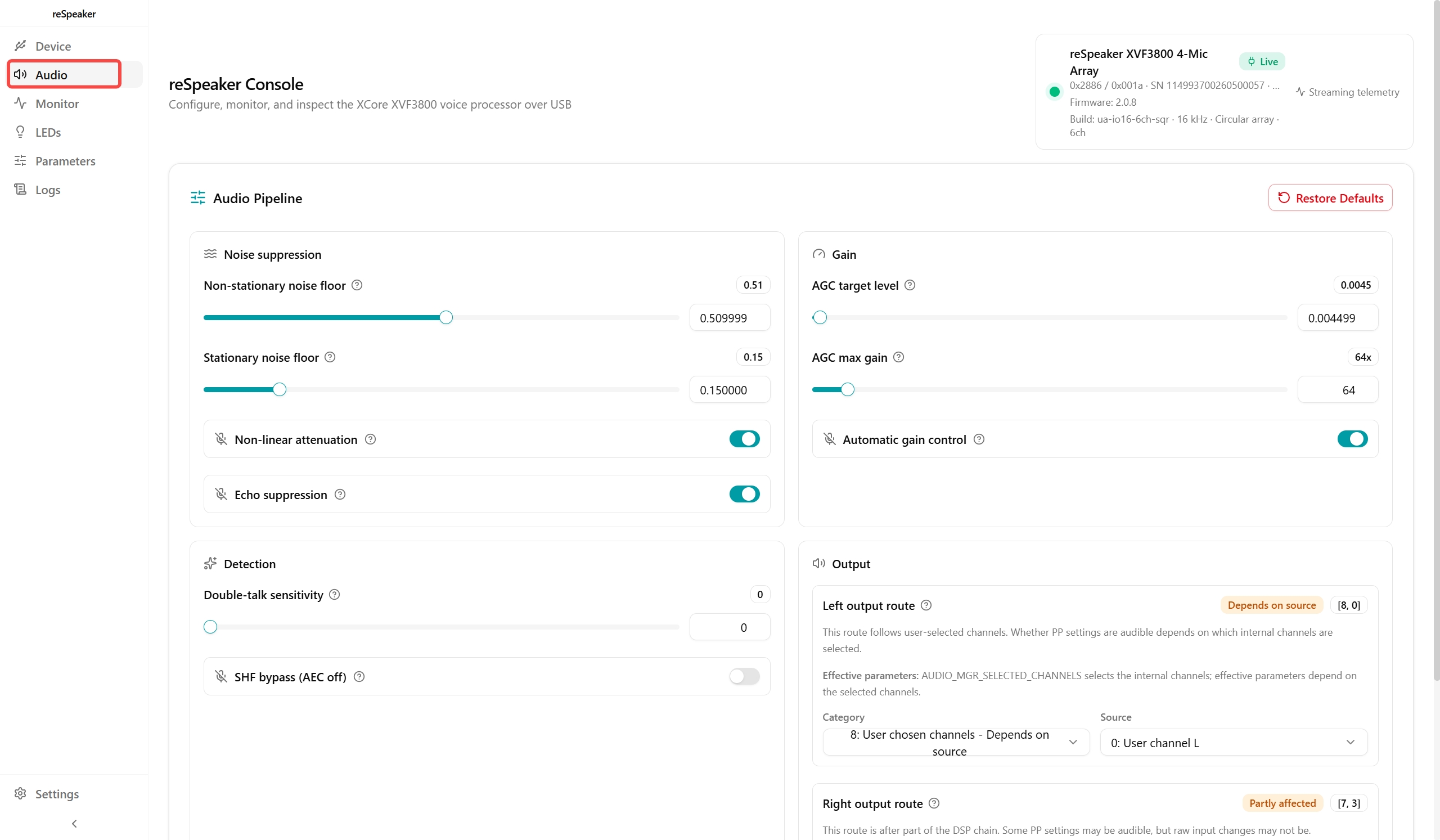 Audio Tab