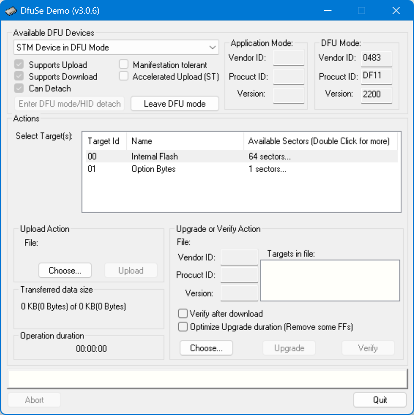 DfuSeDemo が USB2CAN モジュールを正しく検出