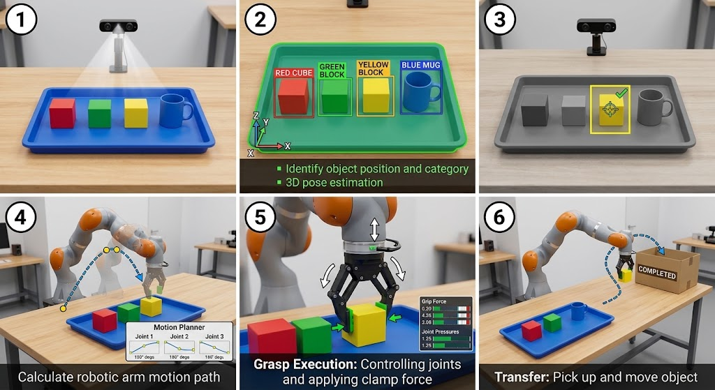 Desktop grasping robot process