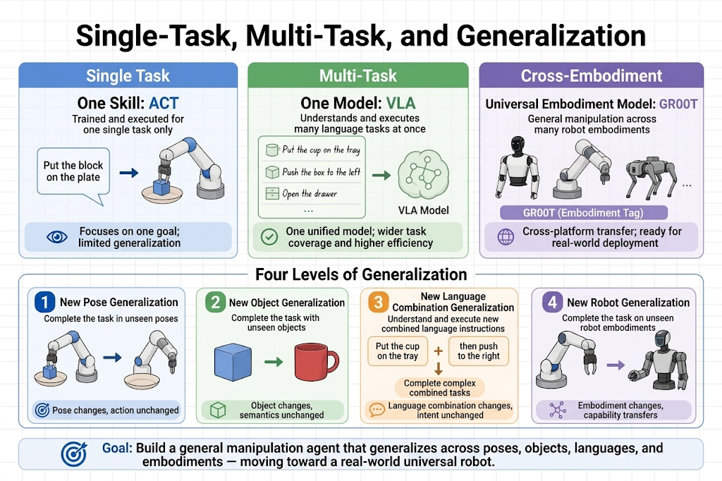 Single-task, multi-task, and generalization