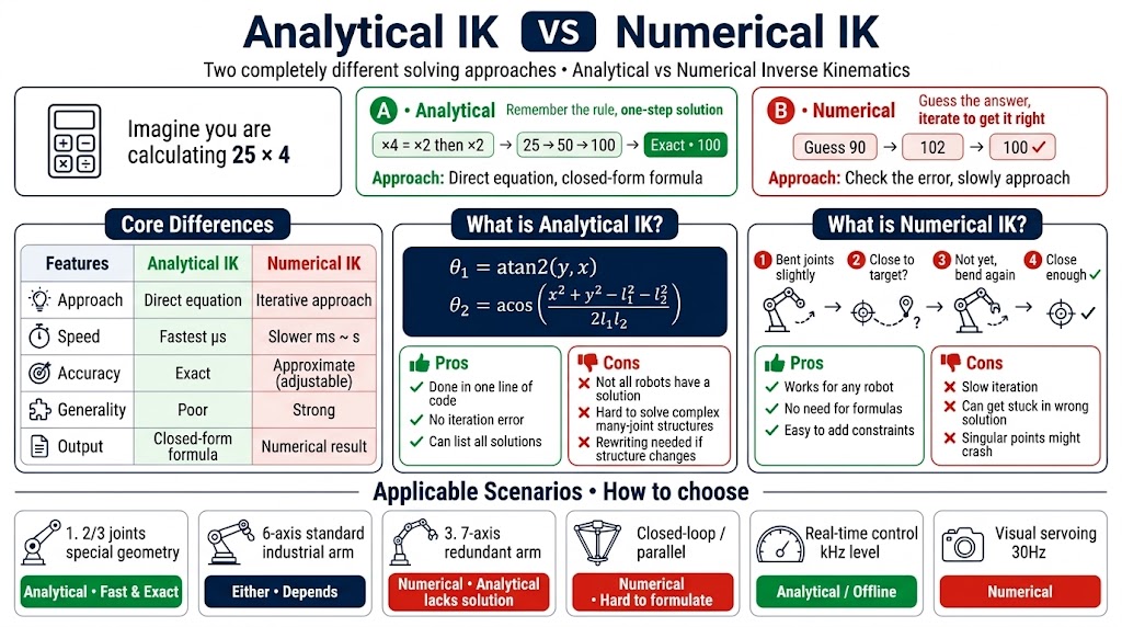 Analytic IK versus numerical IK