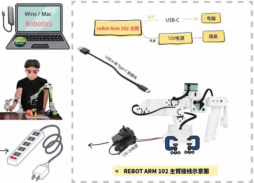 Mounting and connecting the reBot Arm 102 (leader arm)