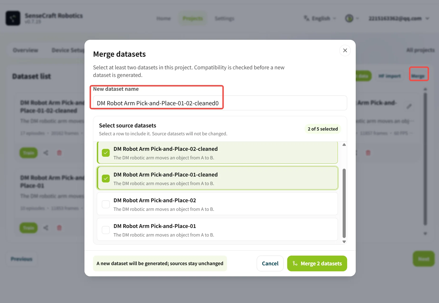 Merge datasets