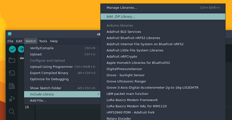 Arduino IDE Add library