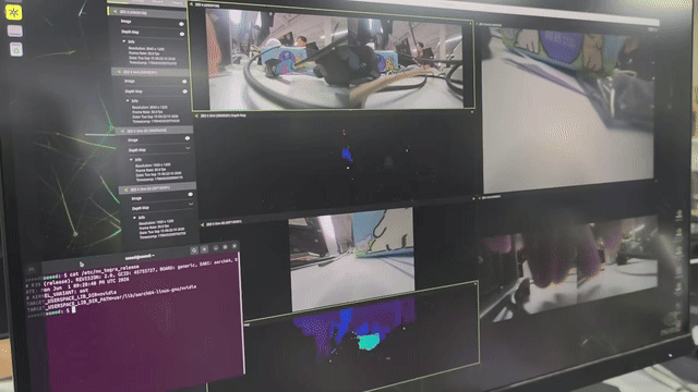 ZED Studio showing a ZED X GMSL camera and depth view on JetPack 7.2